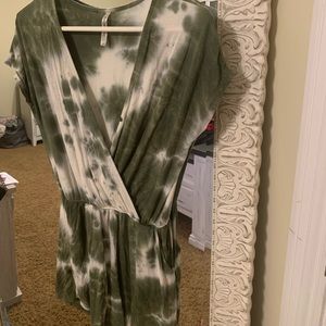 Green and white romper